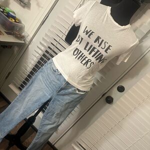 Alice + Olivia White Tee with Black Accents